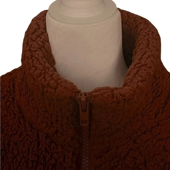 Urban Outfitters Willow Teddy Jacket Burnt Orange Cozy Fall Size L - Picture 5 of 9